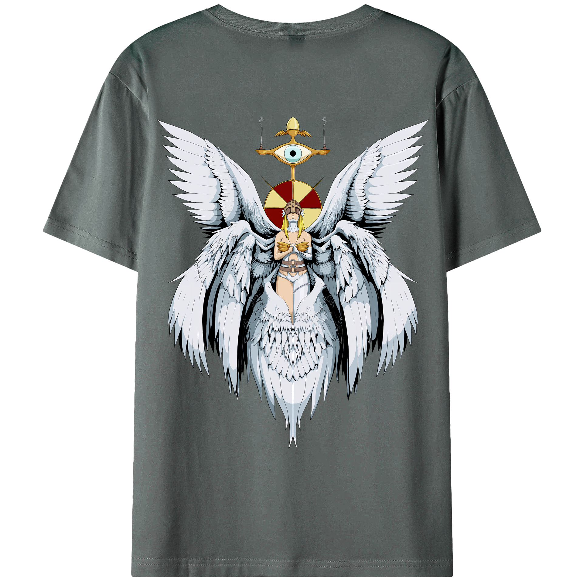 （画像用） Digimon デジタルモンスター/デジモン 綿100％ メンズ半袖Tシャツ（バックプリント） 通気性